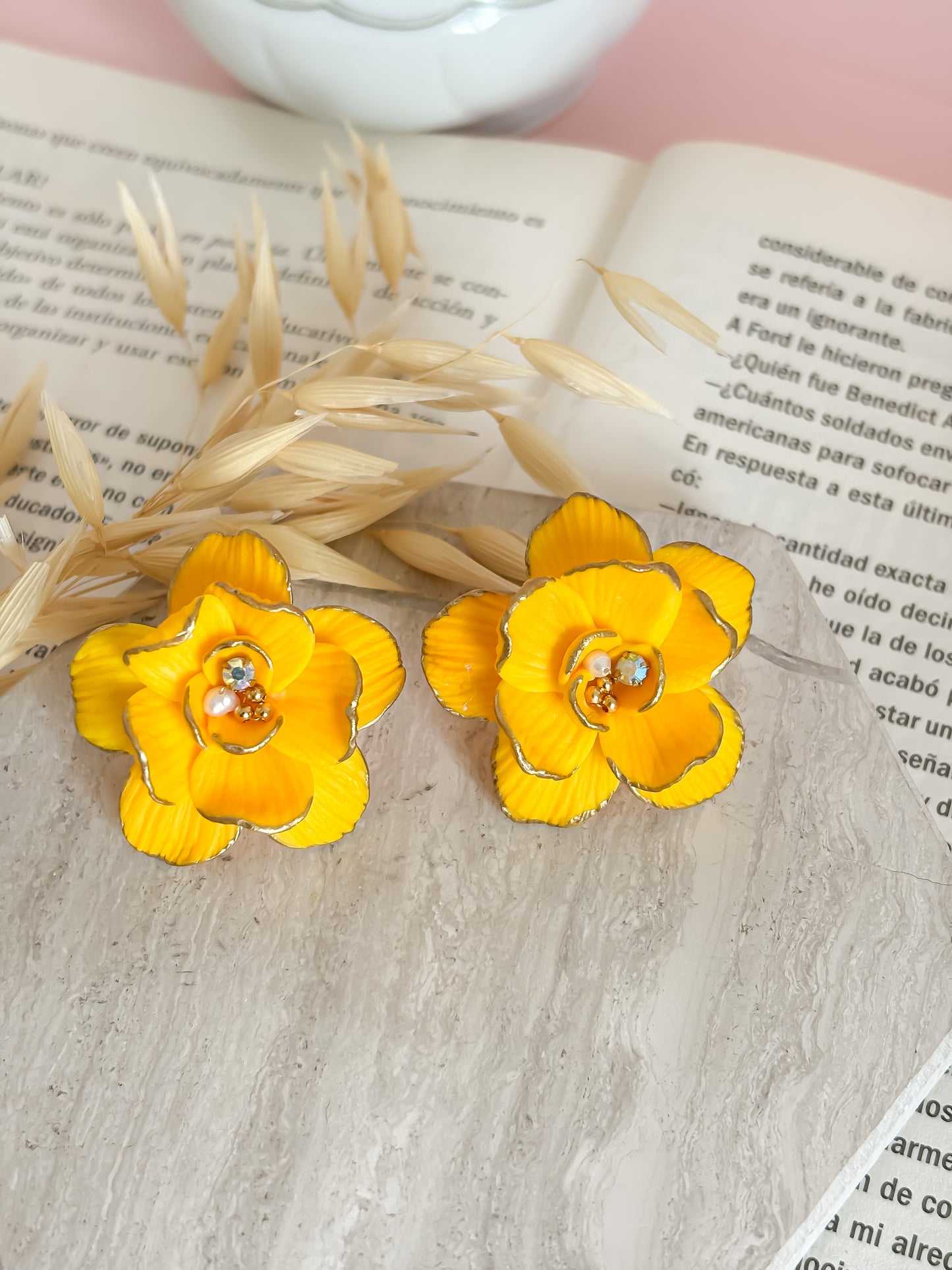 Fiorella - Yellow Floral Statement Earrings