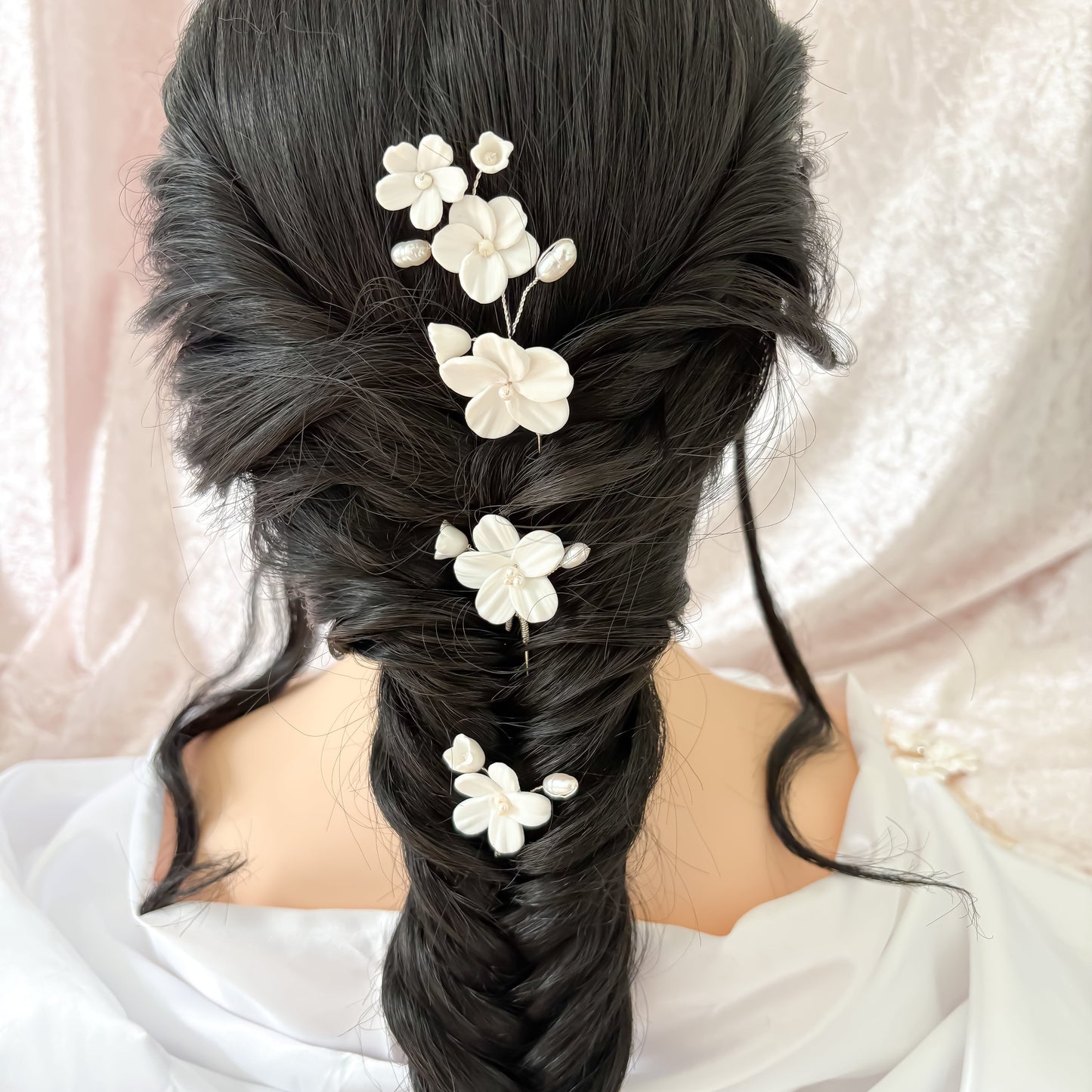 Flower clay hairpins set of 3