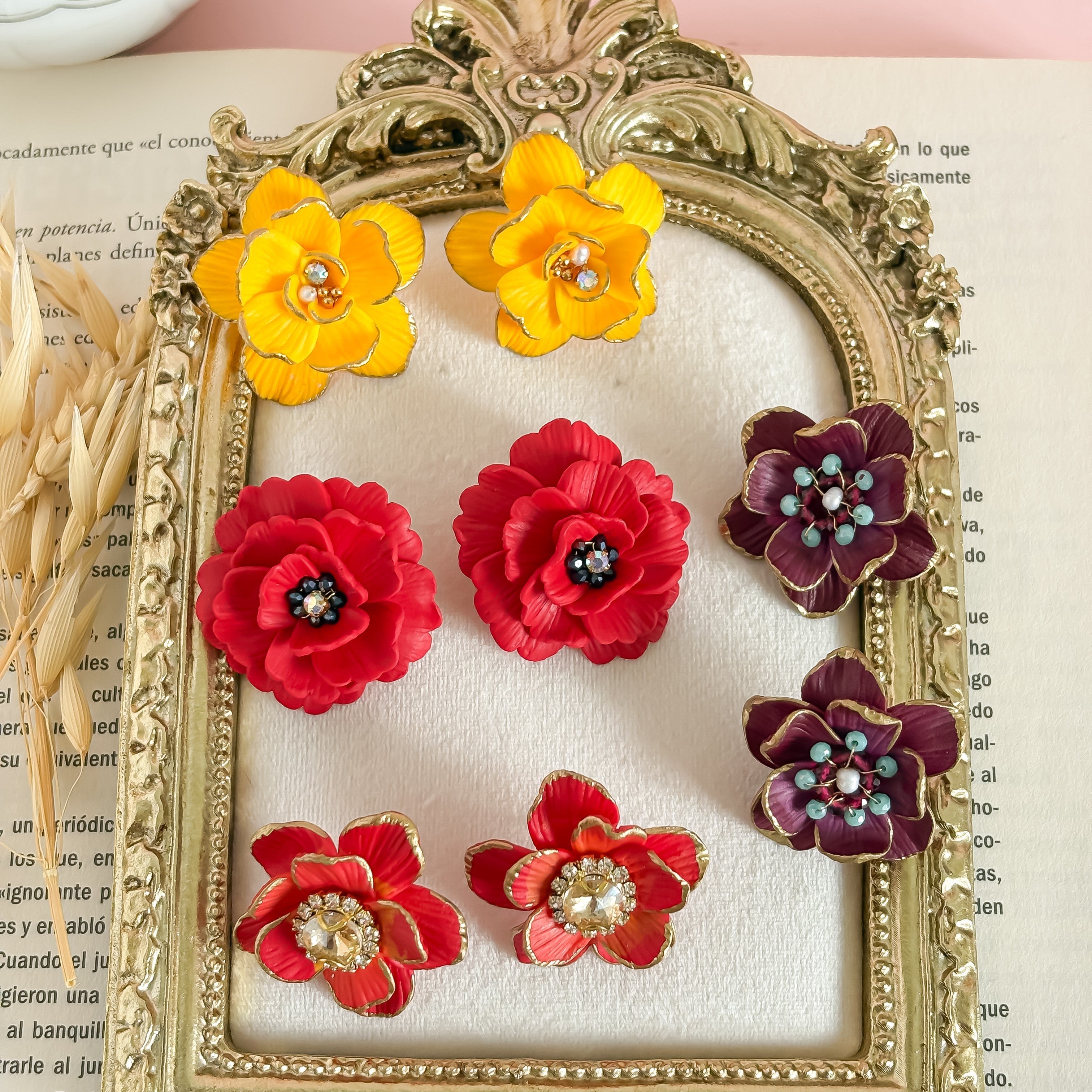  kleurrijke bloemmotieven, handgemaakt van polymeerklei 