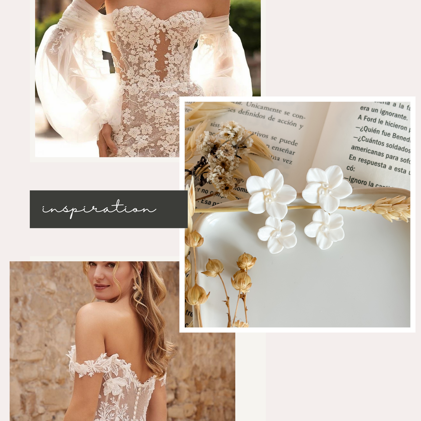 Aria-White Flower Bridal Earrings with Pearl drop