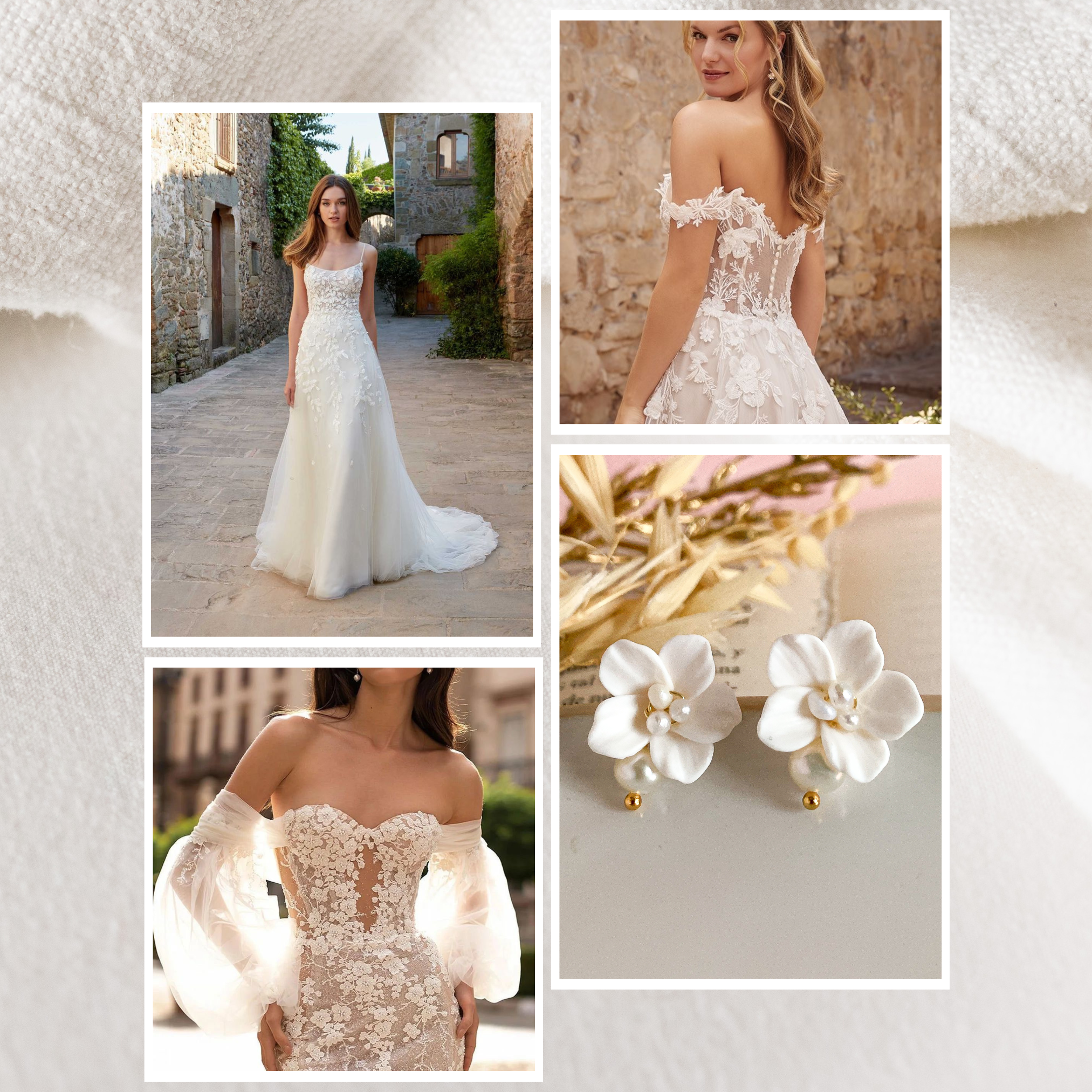 Triana-Pearl Flower Bridal Drop Earrings