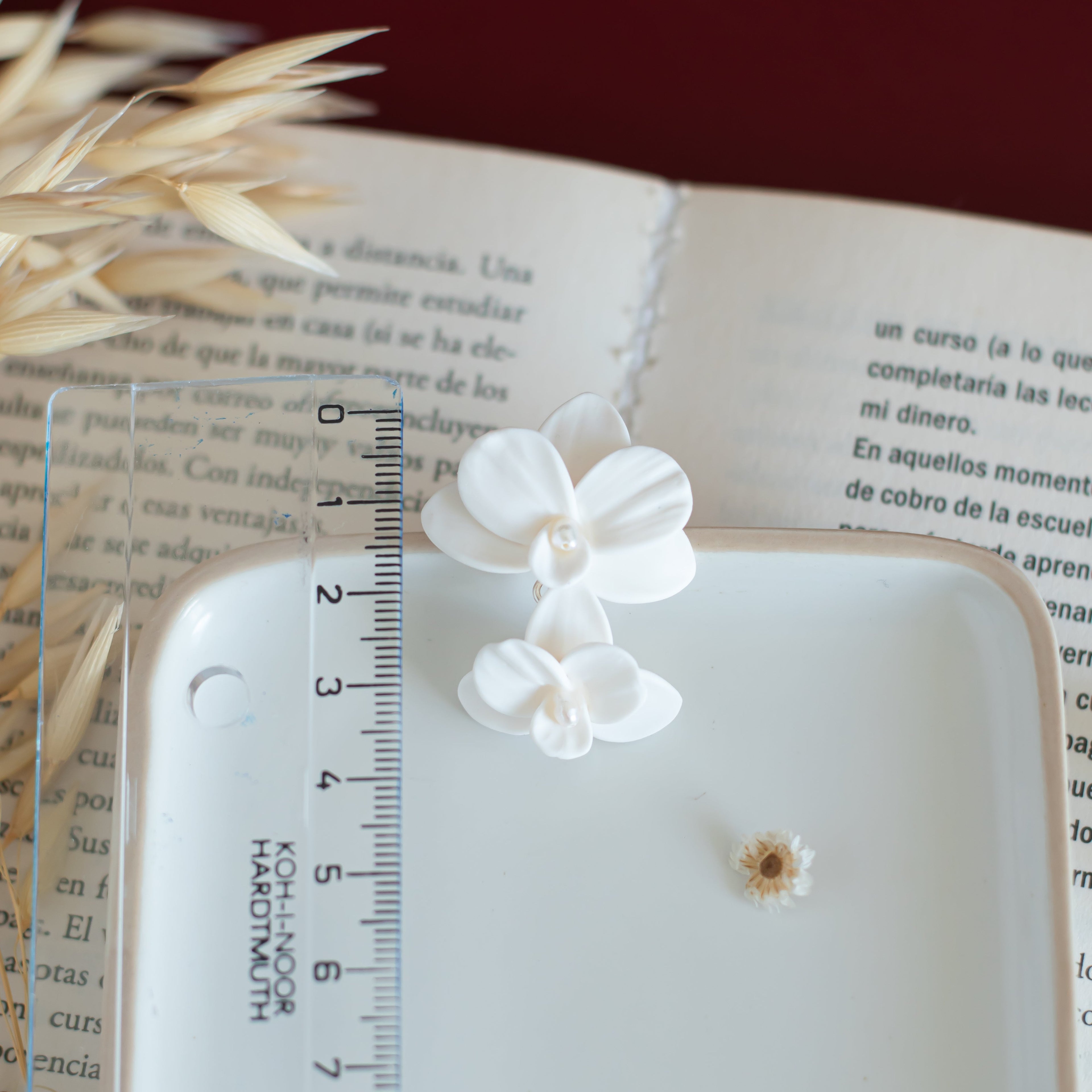Cattleya- White Orchid Statement Earrings