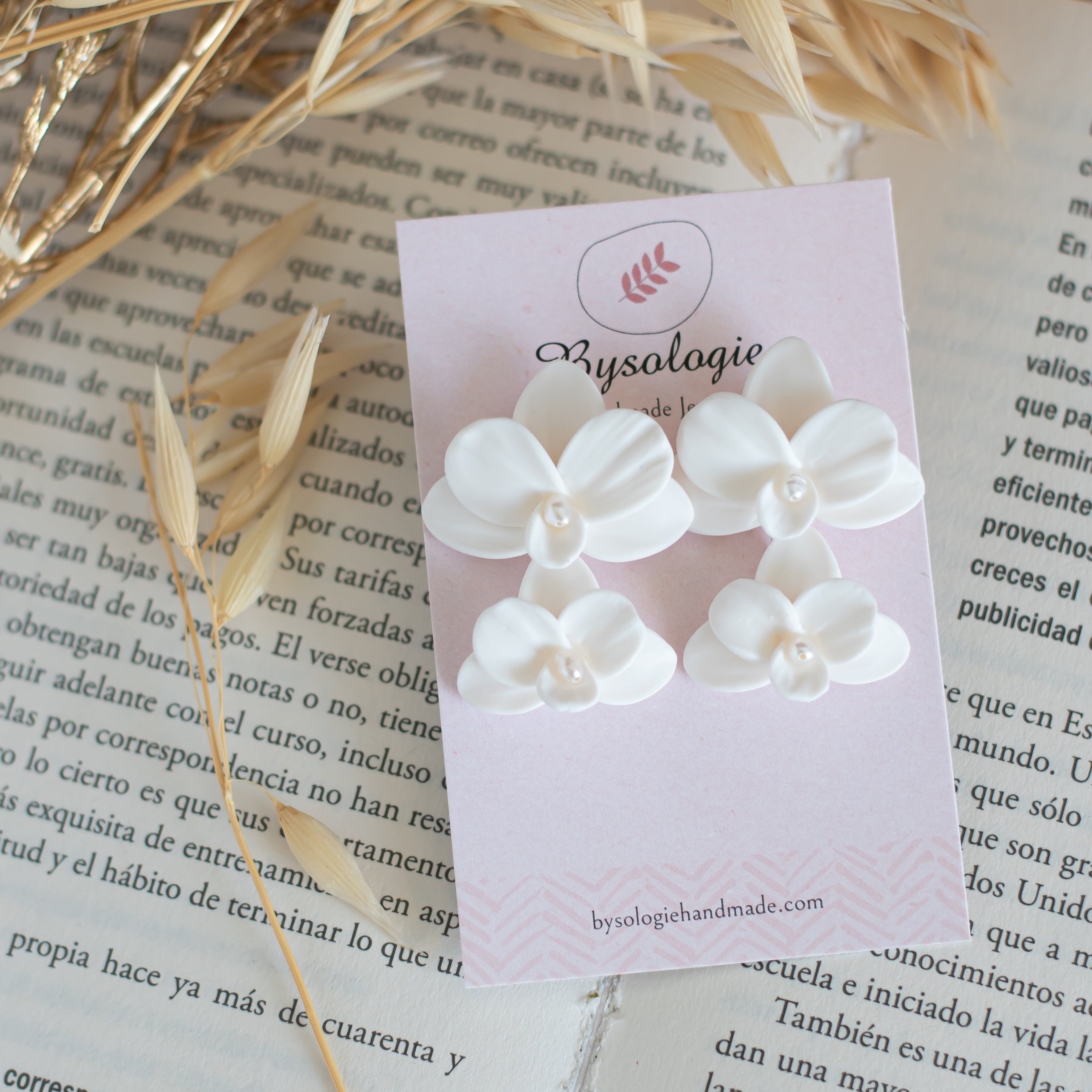 Cattleya- White Orchid Statement Earrings
