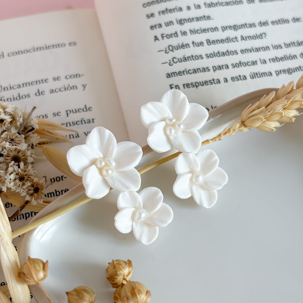 Aria-Dainty Double Floral Bridal Earrings