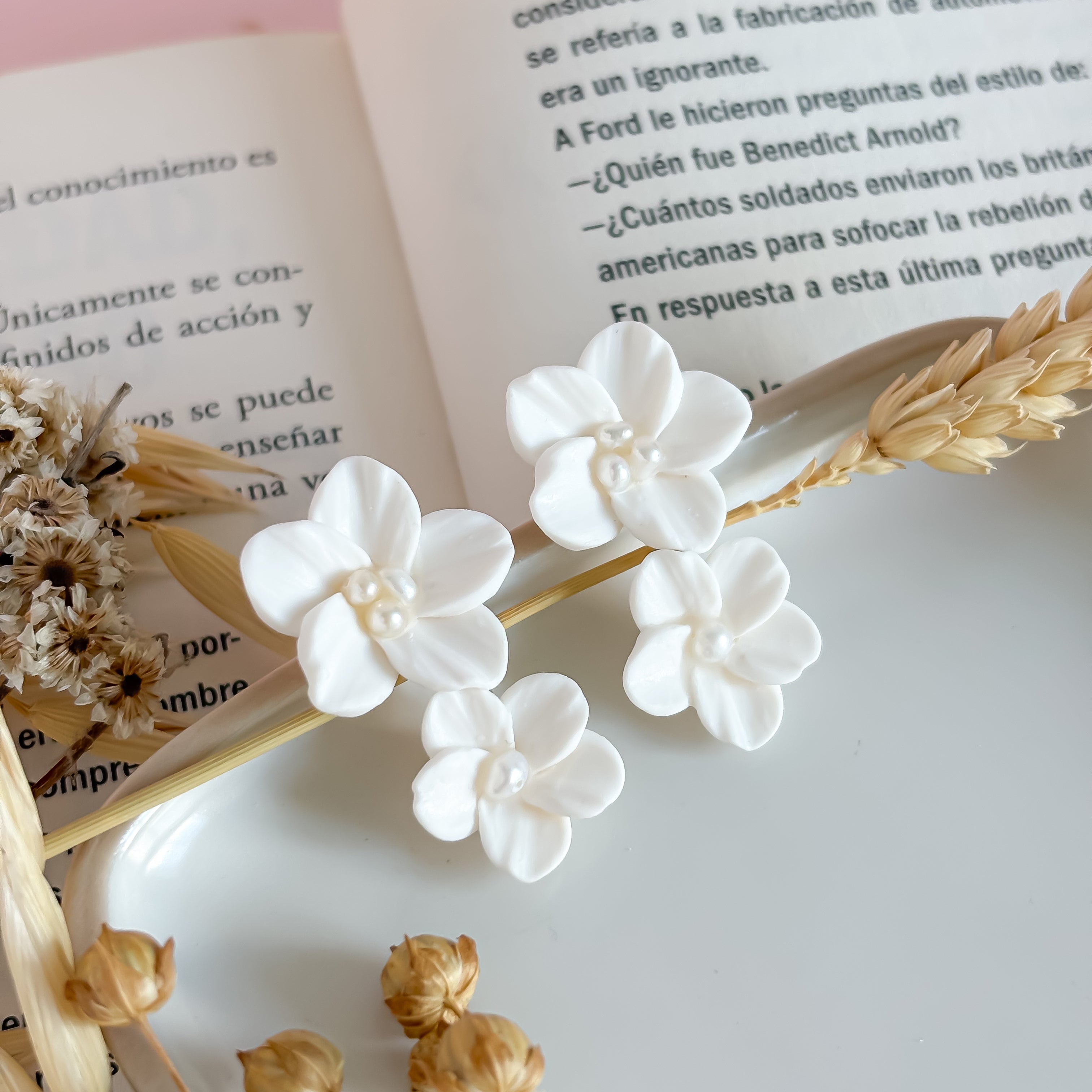 Aria-Dainty Double Floral Bridal Earrings