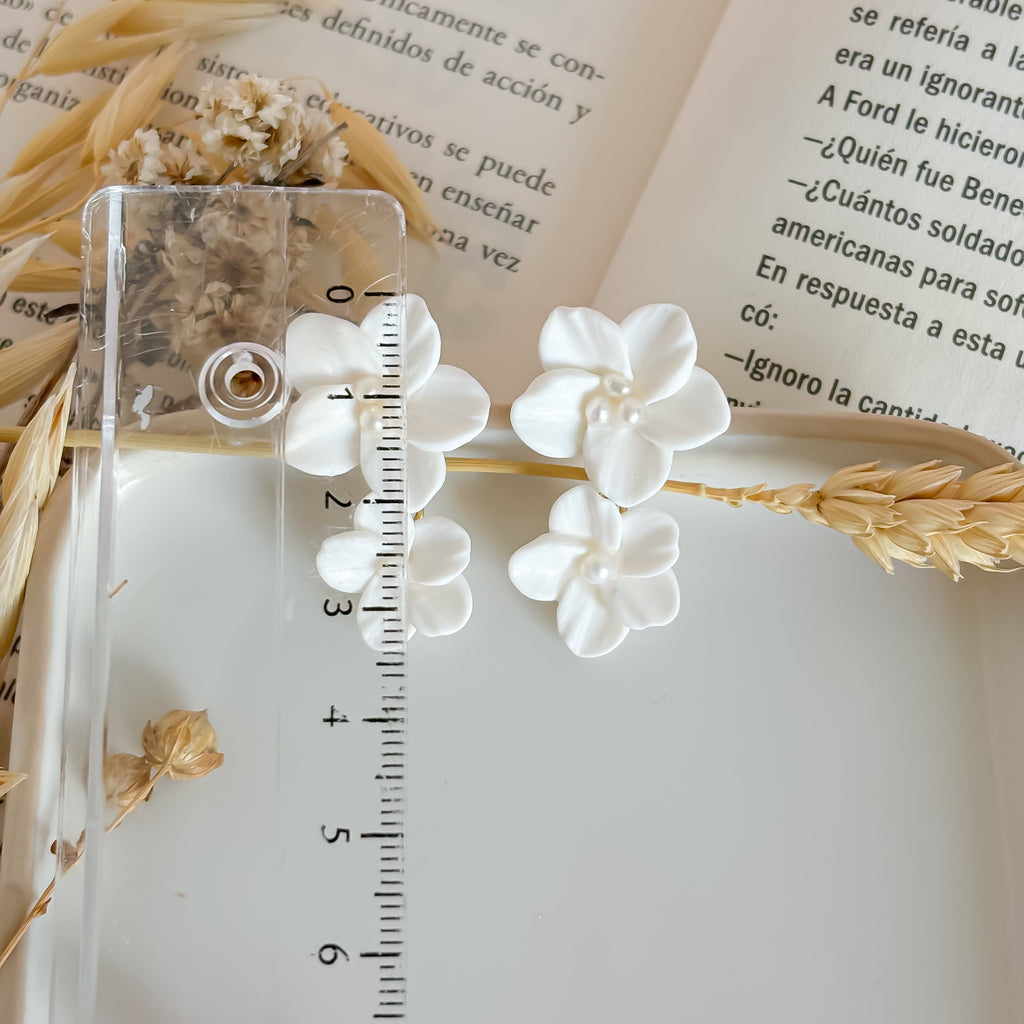 Aria-Dainty Double Floral Bridal Earrings