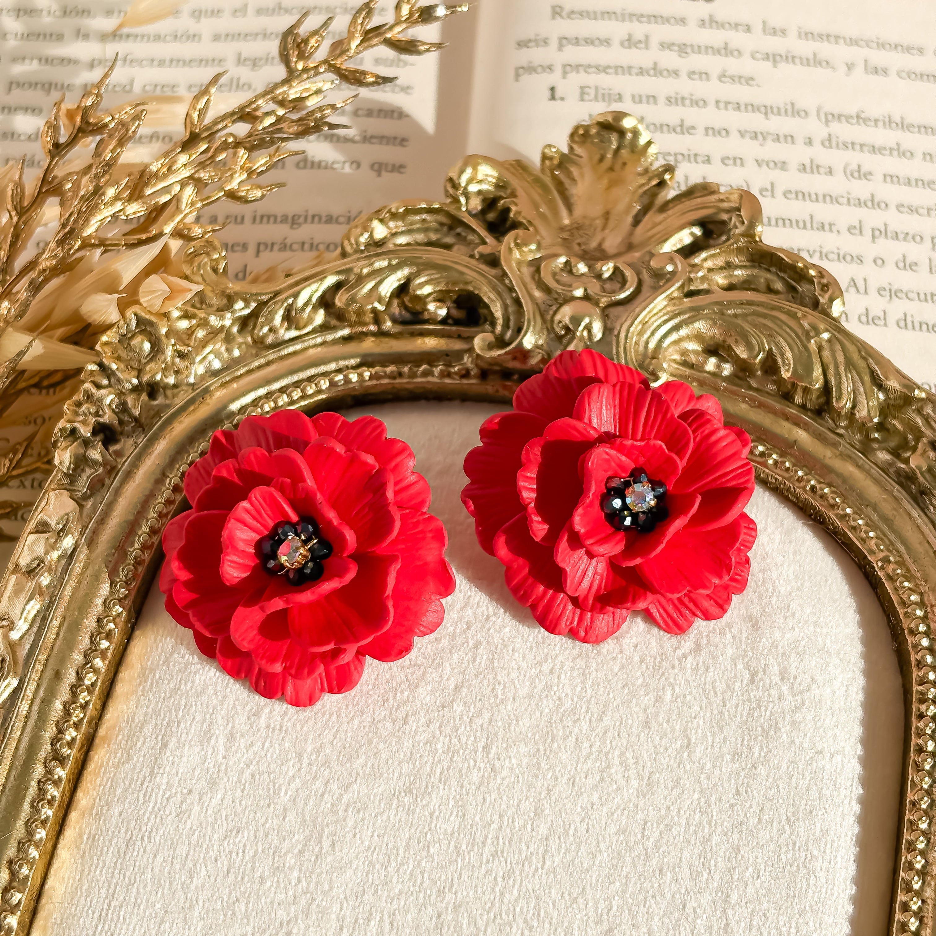 Fiorella- Bold Red Floral Statement Earrings