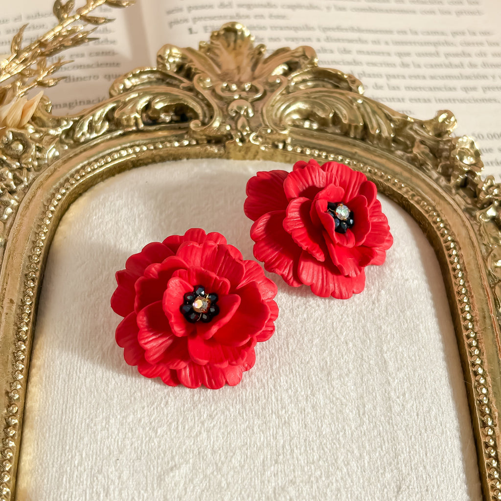 Fiorella - Statement rode bloemenoorbellen