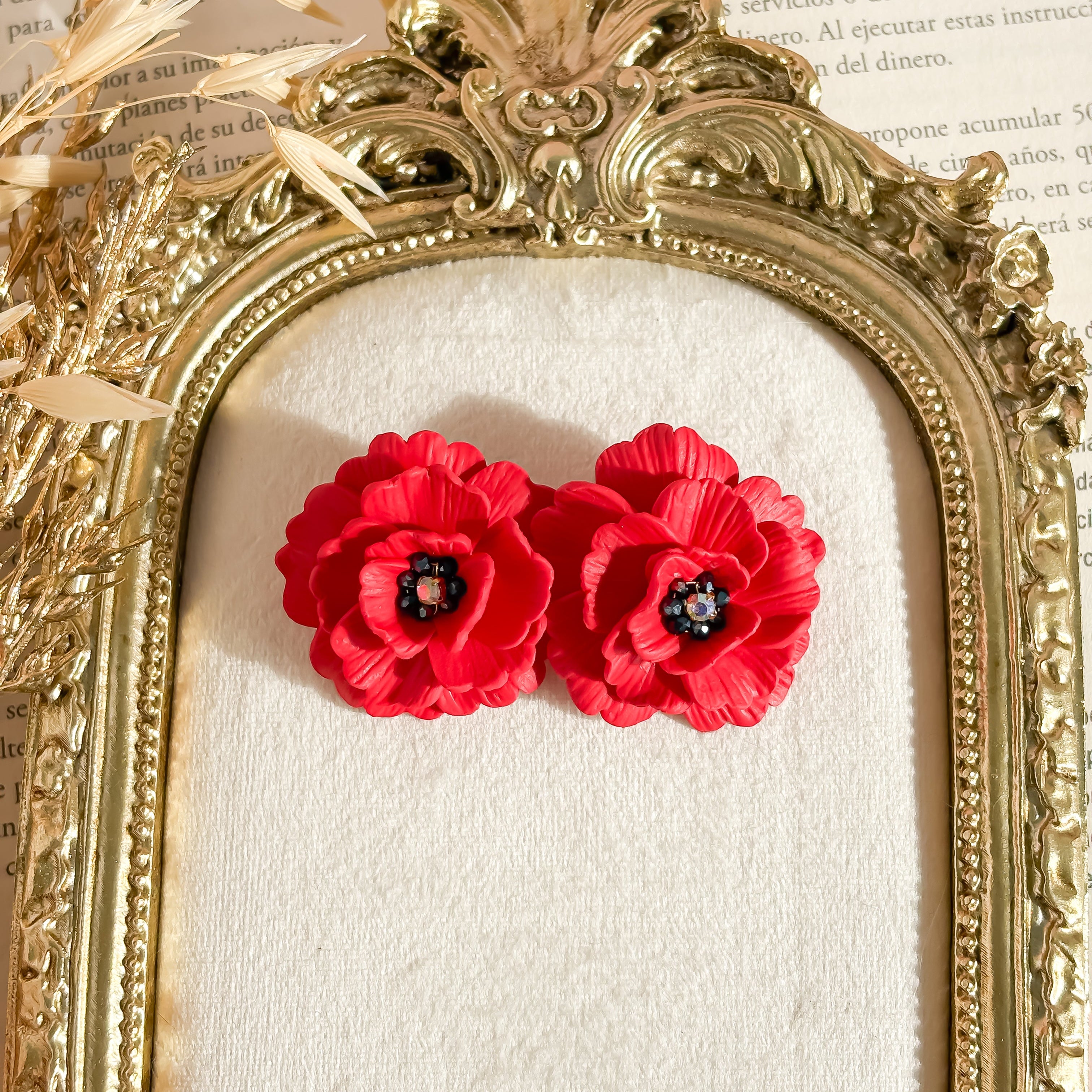 Fiorella- Bold Red Floral Statement Earrings
