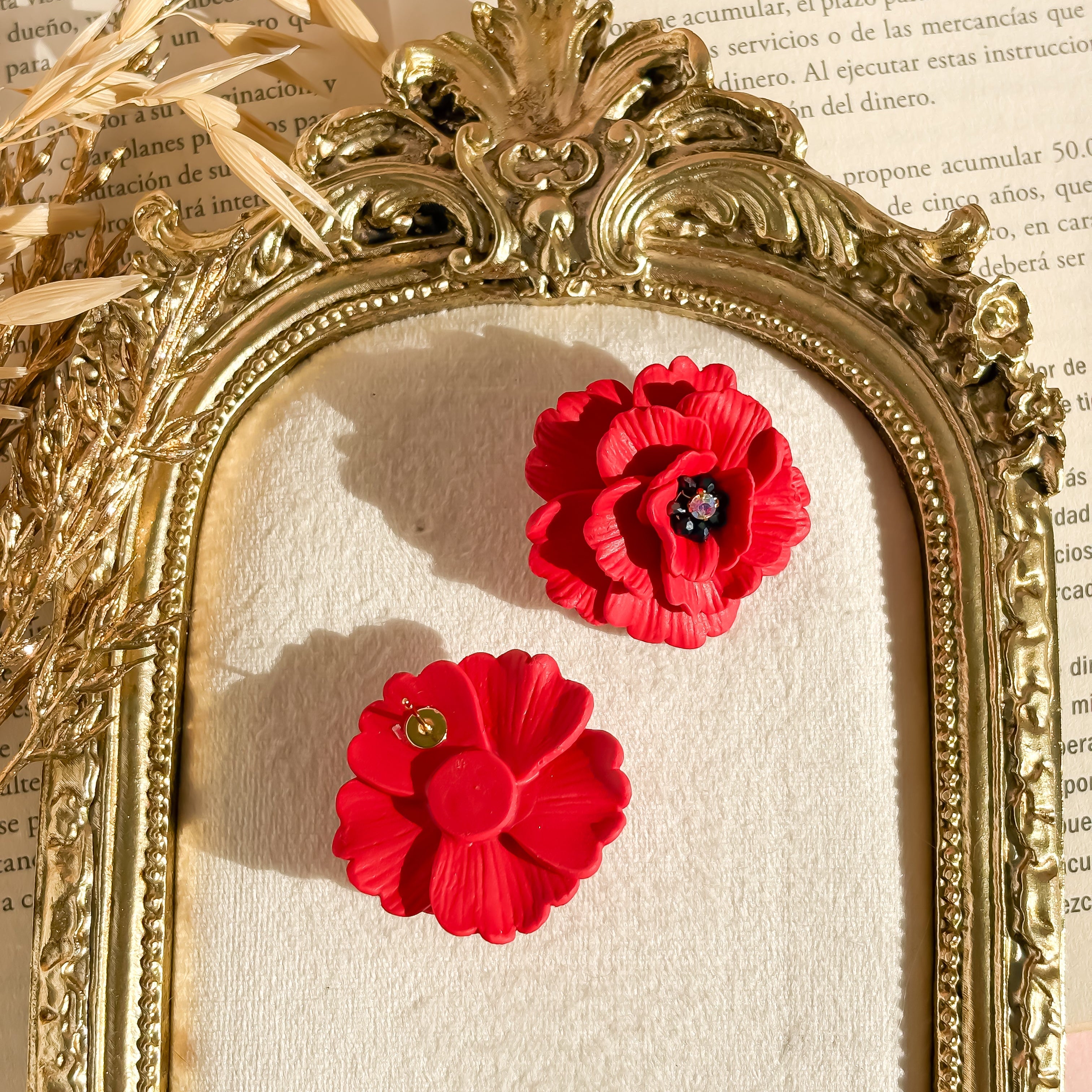 Fiorella - Statement rode bloemenoorbellen