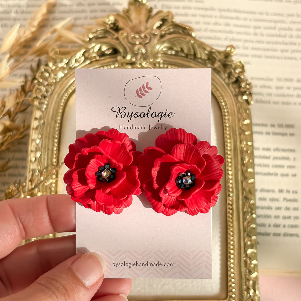 Fiorella - Statement rode bloemenoorbellen