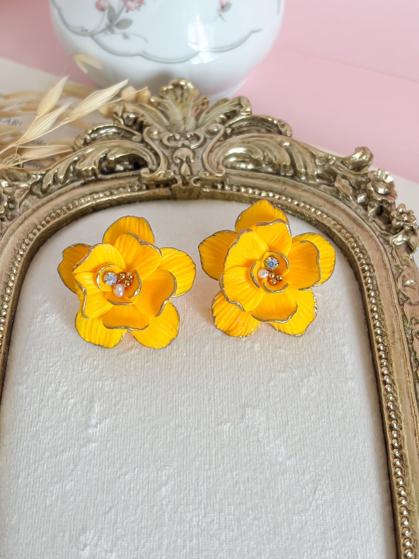 Fiorella - Yellow Floral Statement Earrings