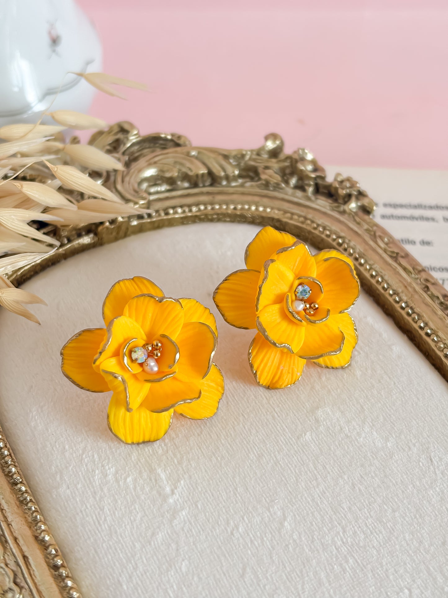 Fiorella - Yellow Floral Statement Earrings