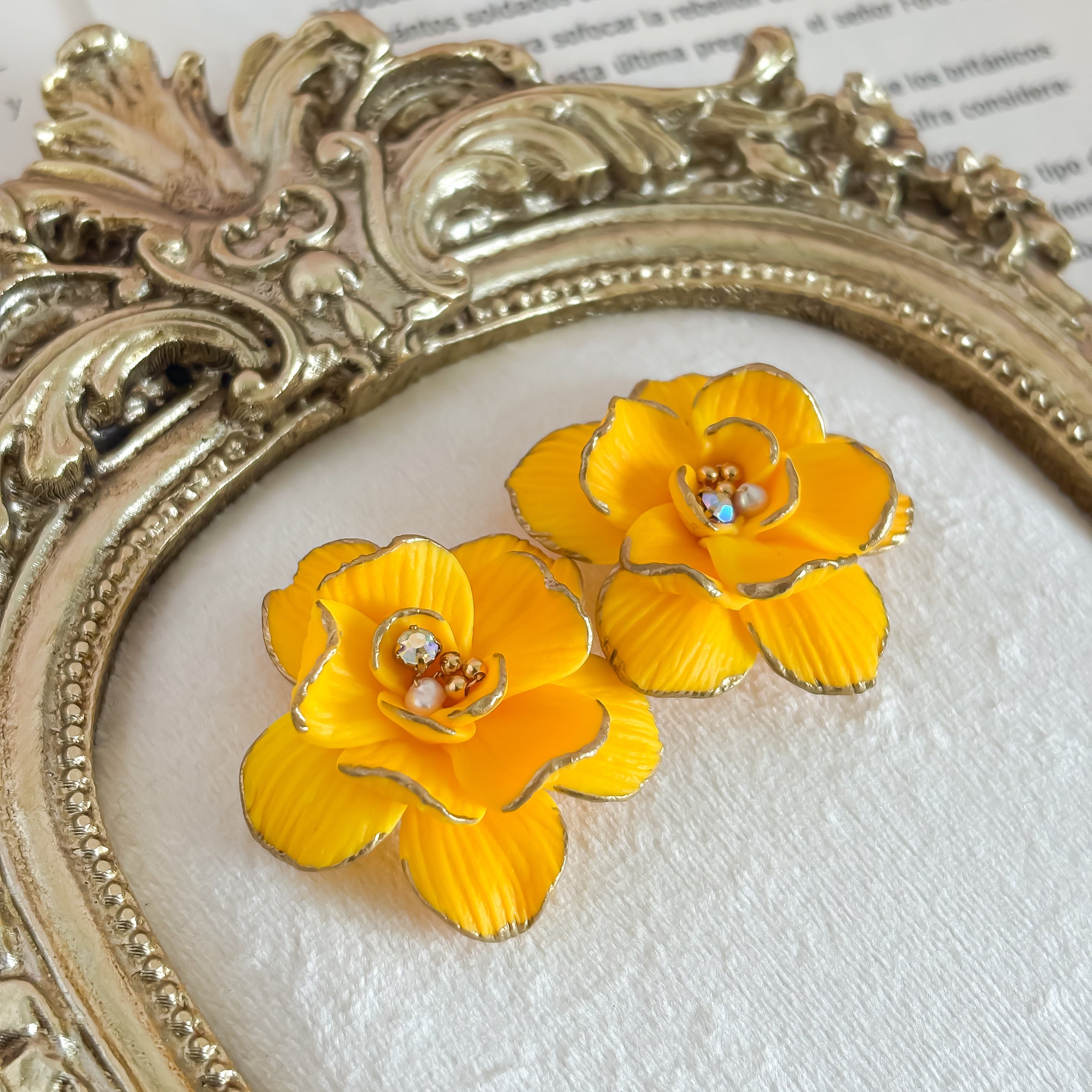 Fiorella- Yellow Statement Clay Flower Earrings