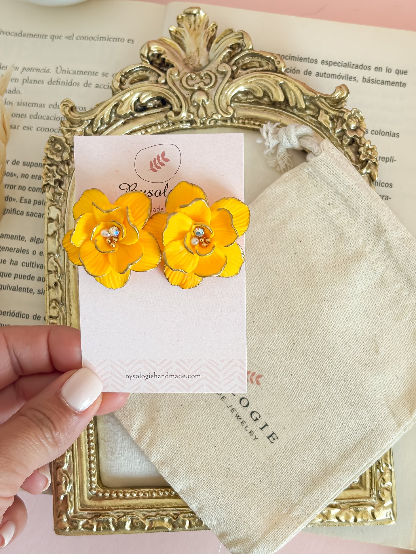 Fiorella - Yellow Floral Statement Earrings