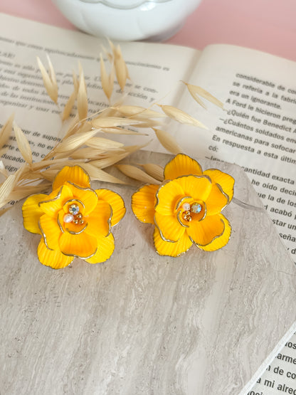 Fiorella - Yellow Floral Statement Earrings