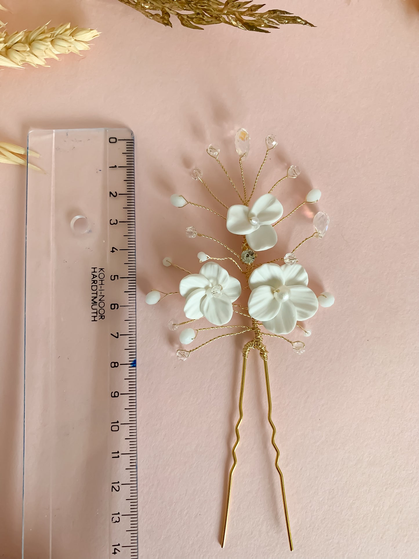 Bridal flower hair pins with pearls