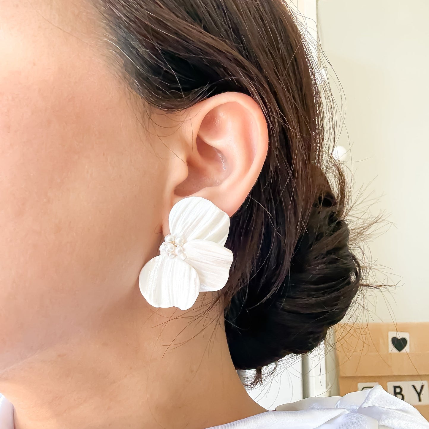 Statement petal flower bridal stud earrings