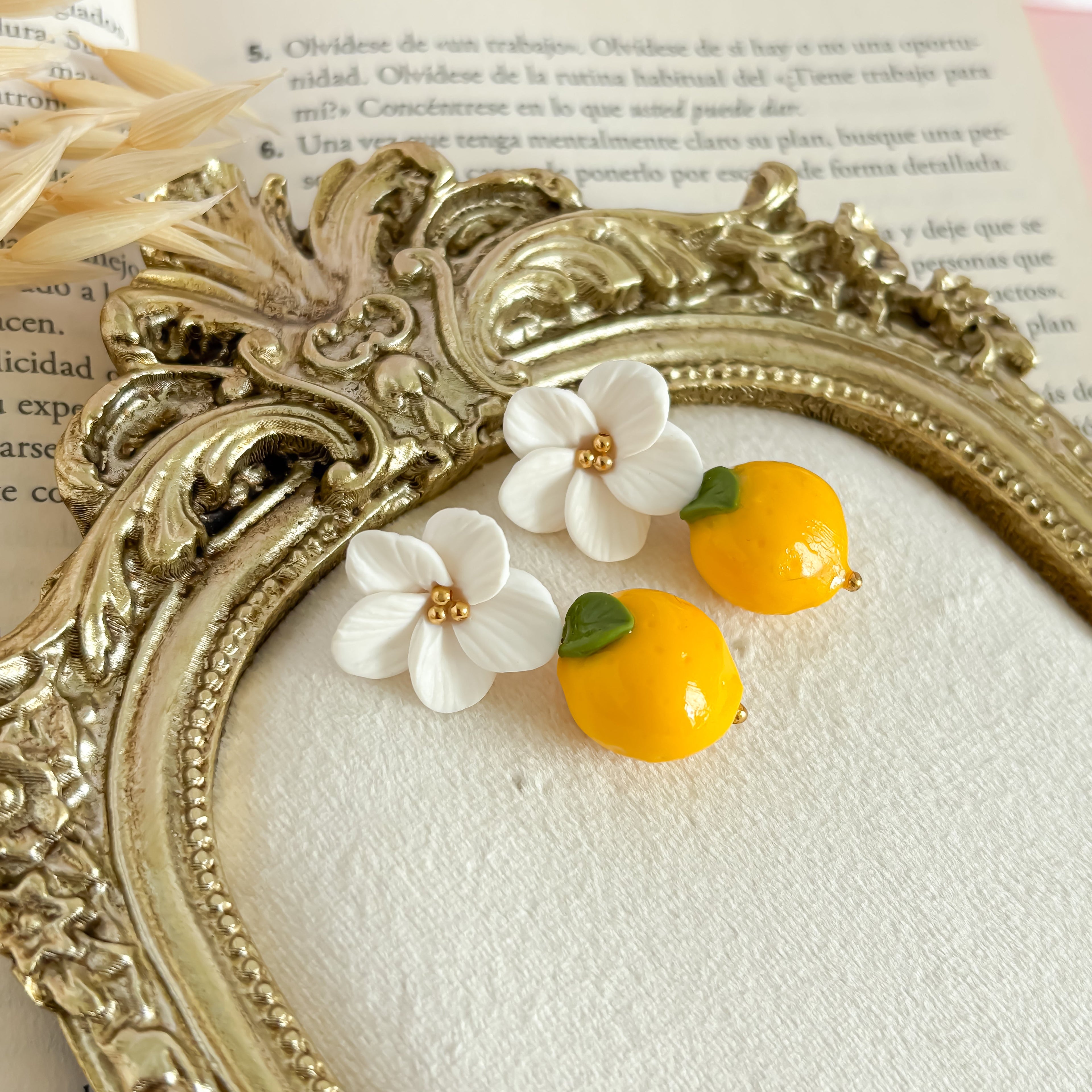 Siciliani-Lemon Blossom Polymer Clay Earrings