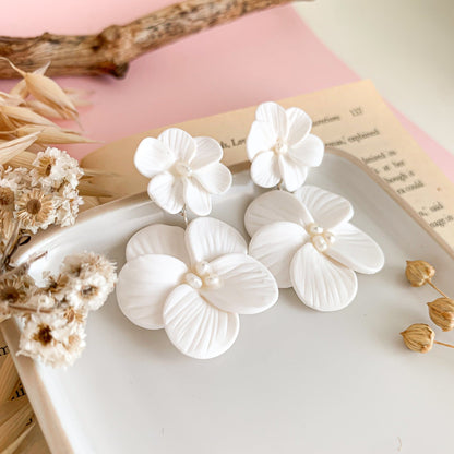 double floral bridal earrings with silver sterling appliques