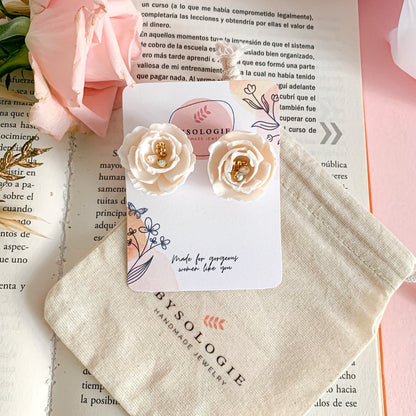 peony flower earrings include a cotton pouch