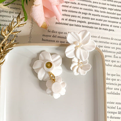 bridal earrings with double flower on the back