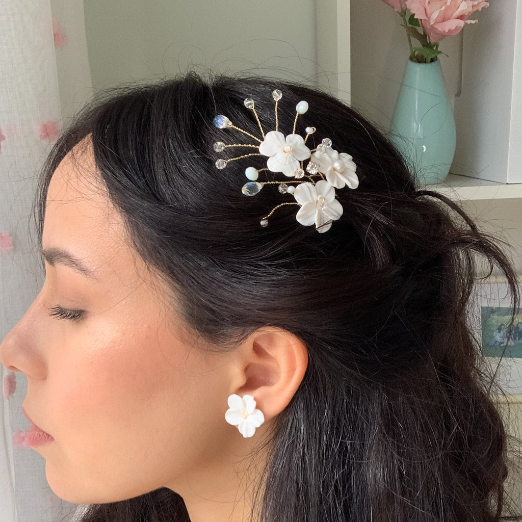 Bridal Flower Hair Pins: Pearl Wedding Hair Pieces