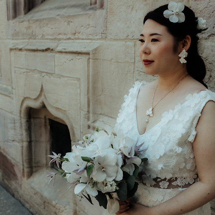 Cattleya- White Orchid Statement Earrings