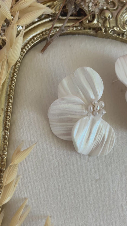 Statement petal flower bridal stud earrings